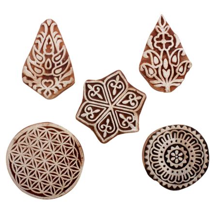 Set of 5 Piece New Mix Wooden Printing Blocks